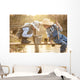 Boy fishes on a bridge on the lake Wall Mural