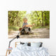 Boy traveler exploring route map Wall Mural