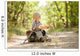 Boy traveler exploring route map Wall Mural