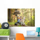 Boys on a forest road with backpacks Wall Mural