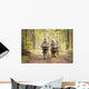 Boys on a forest road with backpacks Wall Mural