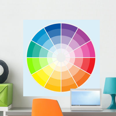 Color Wheel Light Wall Decal shown on a wall