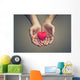 old hands of the elderly giving a red heart Wall Mural