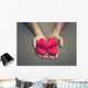 old hands of the elderly giving a red heart Wall Mural