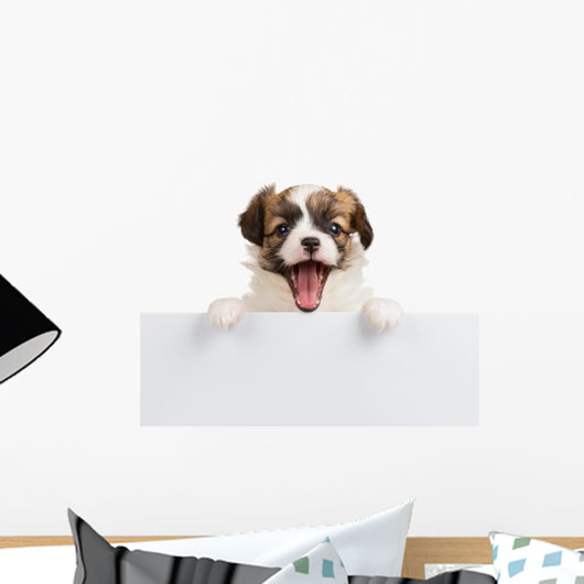 Puppy Papillon with open mouth Wall Decal