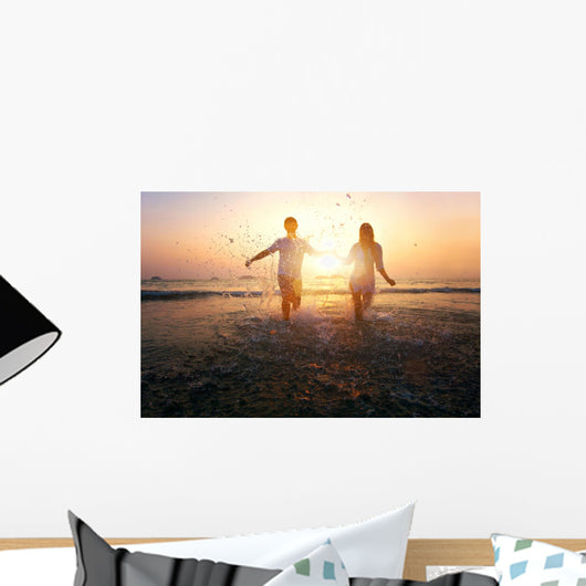 happy family on the beach Wall Mural