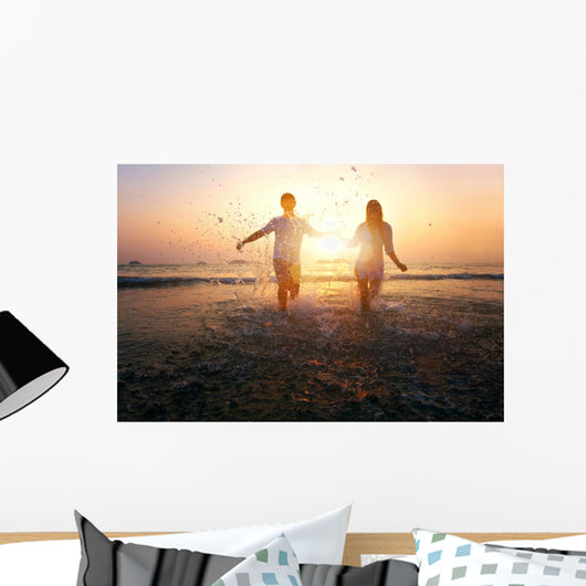 happy family on the beach Wall Mural
