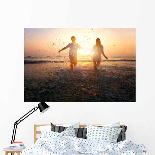happy family on the beach Wall Mural