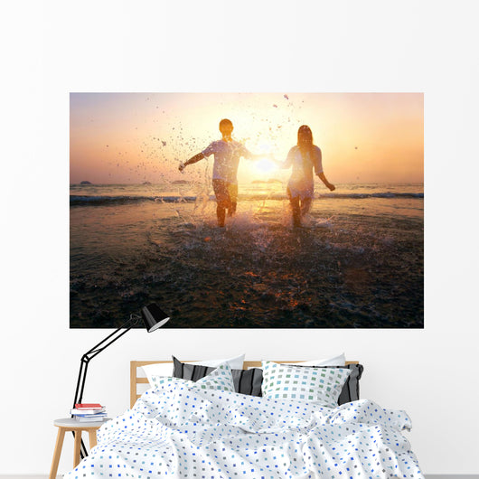happy family on the beach Wall Mural