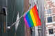 Rainbow flag on the wall Wall Mural