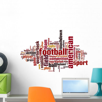 Football Word Cloud Wall Decal shown on a wall