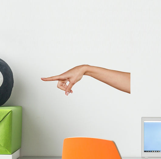 beautiful woman hand pointing a finger in the blank Wall Decal