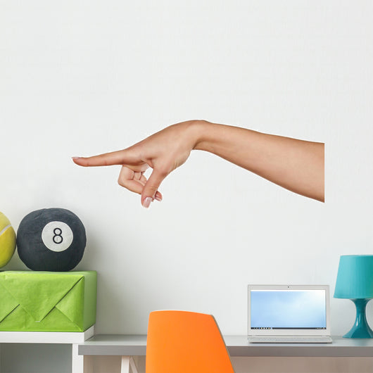 beautiful woman hand pointing a finger in the blank Wall Decal
