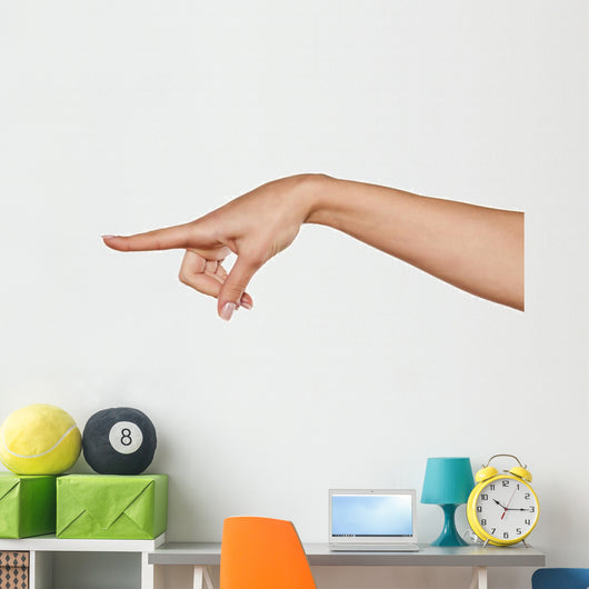 beautiful woman hand pointing a finger in the blank Wall Decal