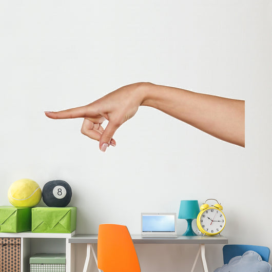 beautiful woman hand pointing a finger in the blank Wall Decal