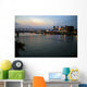 Cincinnati skyline from Newport, KY with riverboat at night. Wall Mural