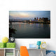 Cincinnati skyline from Newport, KY with riverboat at night. Wall Mural