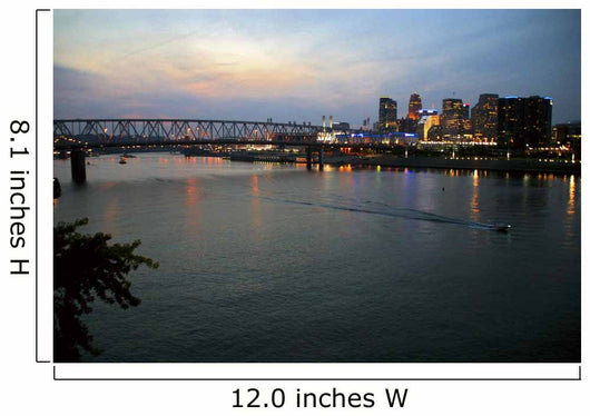 Cincinnati skyline from Newport, KY with riverboat at night. Wall Mural