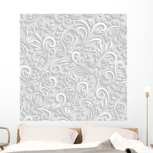 Floral 3d Seamless Background Wall Mural