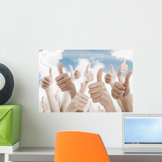 Many people holding their thumbs up Wall Mural