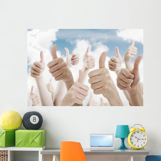 Many people holding their thumbs up Wall Mural