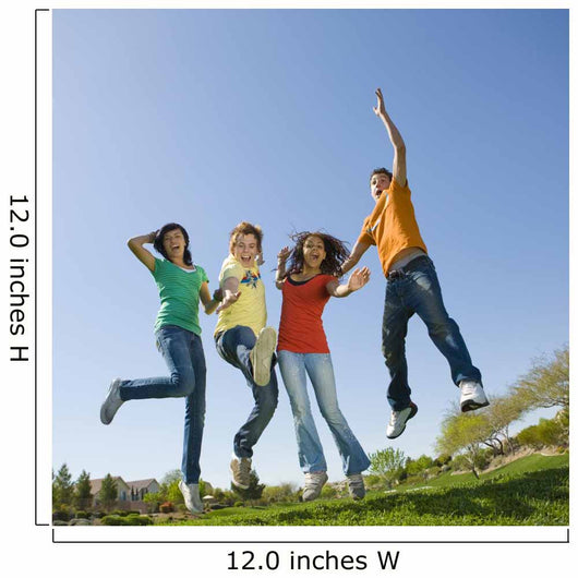 Happy teens jump in air. Wall Mural