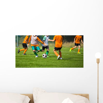 Soccer Football Game for Wall Mural shown on a wall