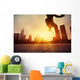skateboarding on sunrise city  Wall Mural