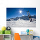 Skis in snow at Mountains Wall Mural