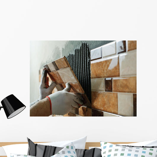 Laying Ceramic Tiles. Wall Mural