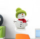 Snowman in green hat and red scarf Wall Decal