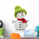 Snowman in green hat and red scarf Wall Decal