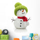 Snowman in green hat and red scarf Wall Decal