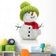 Snowman in green hat and red scarf Wall Decal