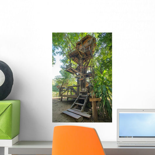 Beautiful tree house in Chiang Mai province, Thailand Wall Mural