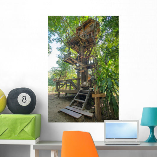 Beautiful tree house in Chiang Mai province, Thailand Wall Mural