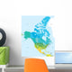 Color map of the USA and Canada Wall Mural