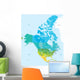 Color map of the USA and Canada Wall Mural