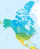 Color map of the USA and Canada Wall Mural