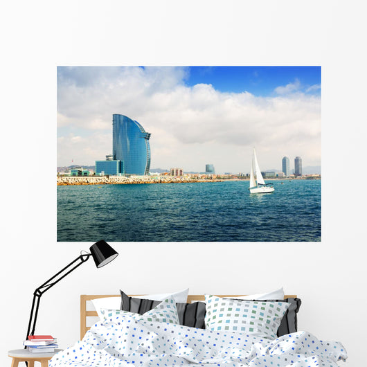 Barcelona from  sea Wall Mural