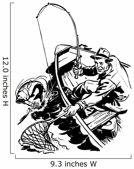 Fisherman Catching Fish Wall Decal