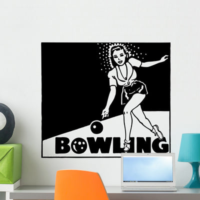 Bowling Wall Decal shown on a wall