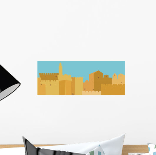 Middle East Town , Old City, Illustration Wall Mural