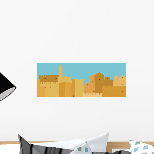 Middle East Town , Old City, Illustration Wall Mural