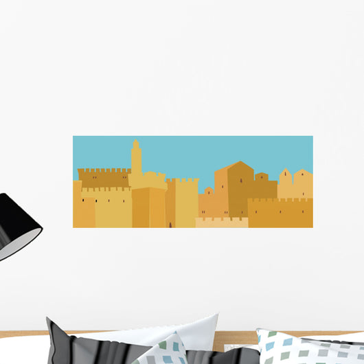 Middle East Town , Old City, Illustration Wall Mural