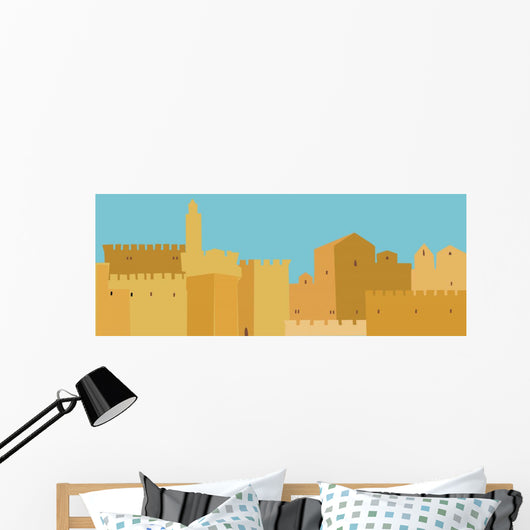 Middle East Town , Old City, Illustration Wall Mural