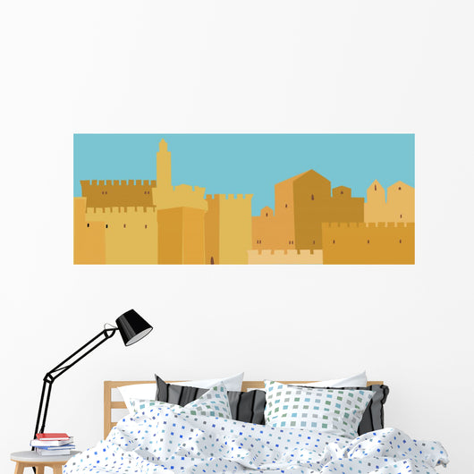 Middle East Town , Old City, Illustration Wall Mural