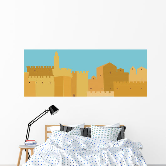 Middle East Town , Old City, Illustration Wall Mural