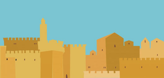 Middle East Town , Old City, Illustration Wall Mural