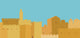 Middle East Town , Old City, Illustration Wall Mural